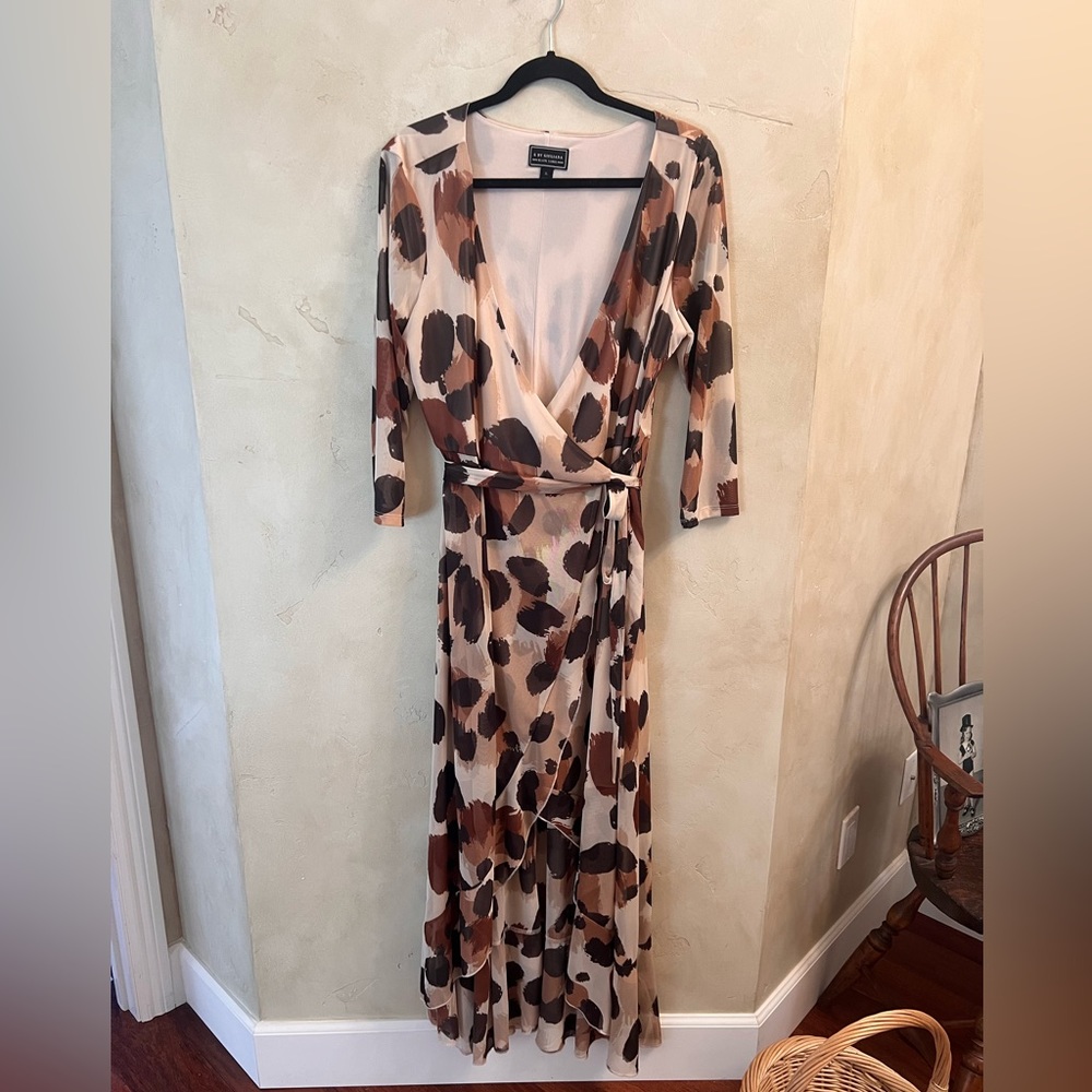 G by Giuliana Animal Print Tulip-Hem Mesh Knit Maxi Dress